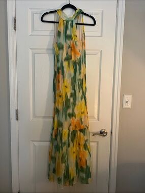 1. State Floral Halter Maxi Dress in Yellow and Green